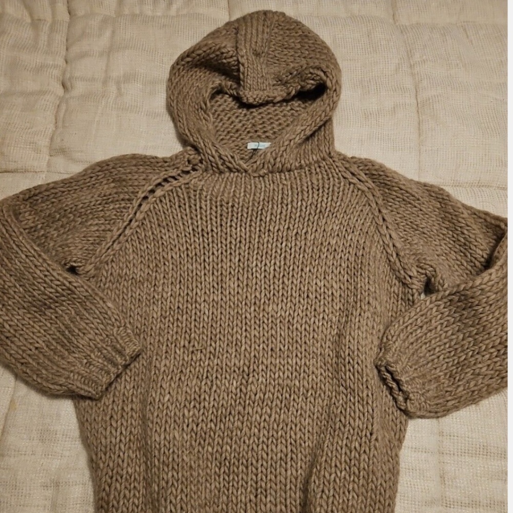 Maiami Berlin Hooded Virgin Wool Long Sweater Popover Jumper M/L